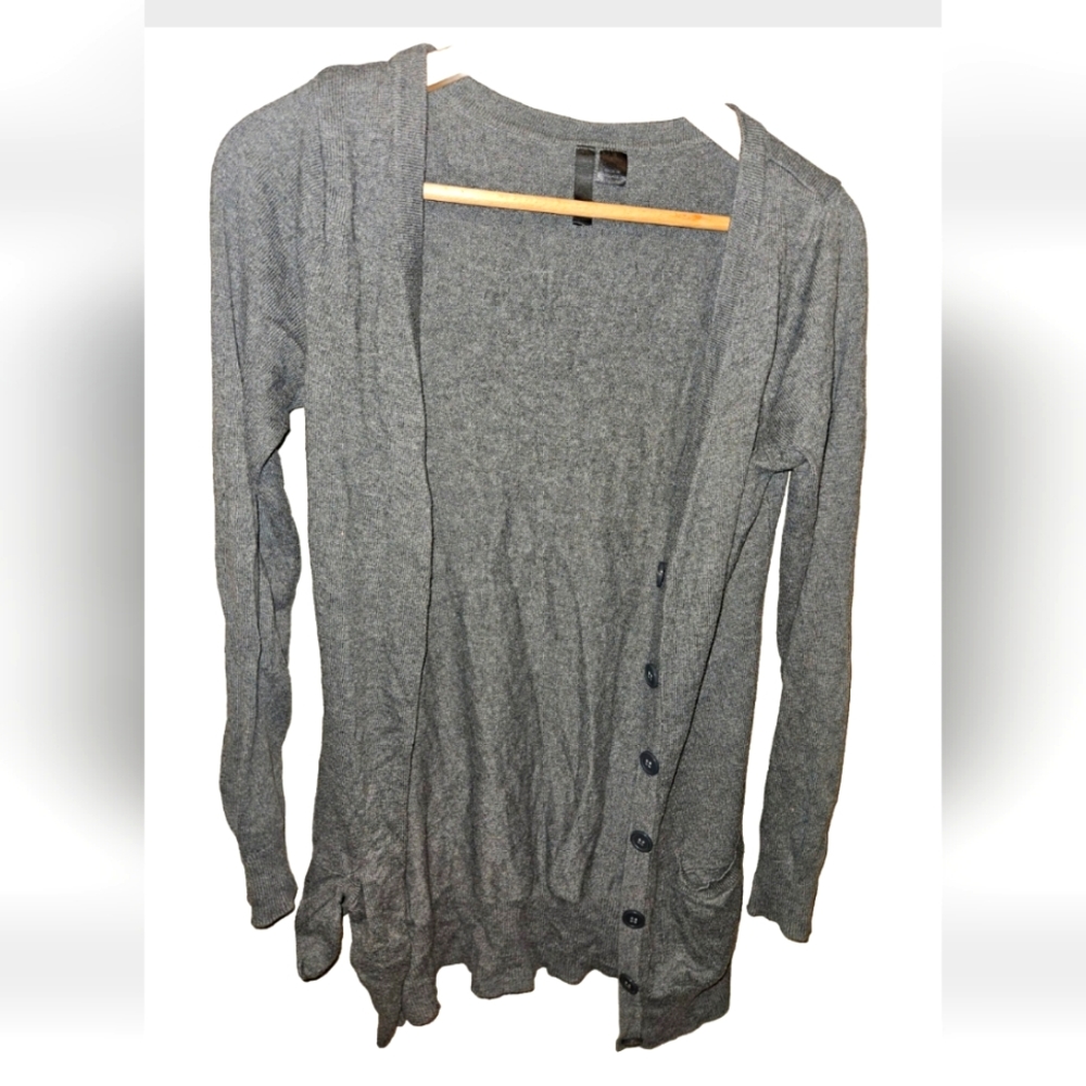 Gray Divided Button Down Sweater with Pockets Size 4